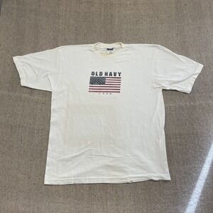 vintage Old Navy american flag shirt mens XL white 1990s